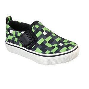 Skechers Mega Craft Street Fame Green & White Boys Slip-on Sneakers Size 5